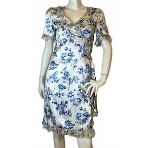 NEW RUTY women's short sleeve silk wrap dress in silk
